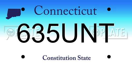 635UNT Connecticut License Plate