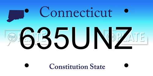 635UNZ Connecticut License Plate