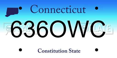 636OWC Connecticut License Plate