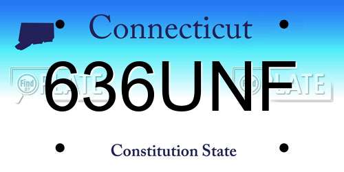 636UNF Connecticut License Plate