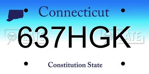 637HGK Connecticut License Plate
