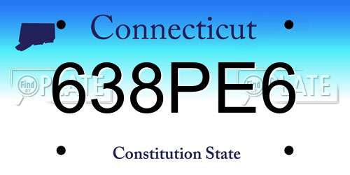 638PE6 Connecticut License Plate