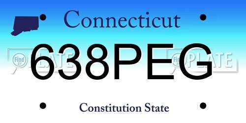 638PEG Connecticut License Plate
