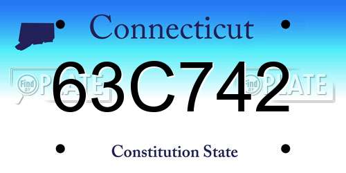 63C742 Connecticut License Plate