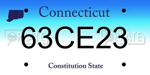 63CE23 Connecticut License Plate