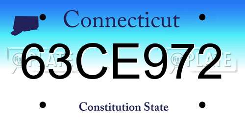 63CE972 Connecticut License Plate