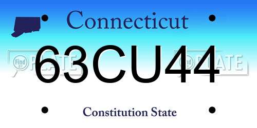 63CU44 Connecticut License Plate