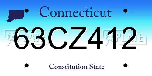 63CZ412 Connecticut License Plate