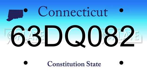63DQ082 Connecticut License Plate