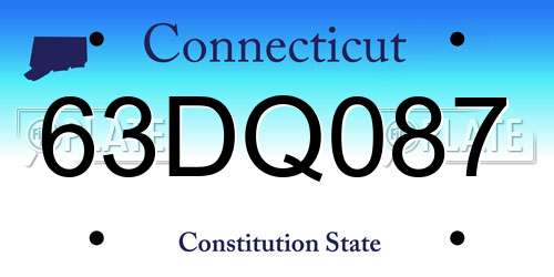 63DQ087 Connecticut License Plate