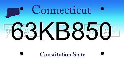 63KB850 Connecticut License Plate