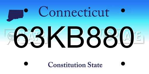 63KB880 Connecticut License Plate