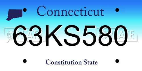 63KS580 Connecticut License Plate