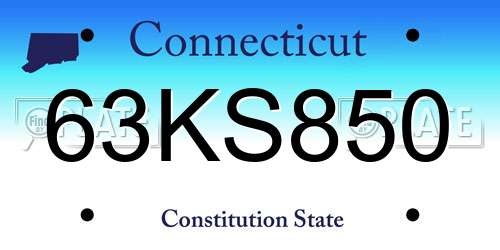 63KS850 Connecticut License Plate