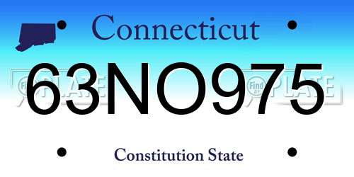 63NO975 Connecticut License Plate