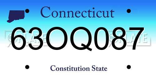 63OQ087 Connecticut License Plate