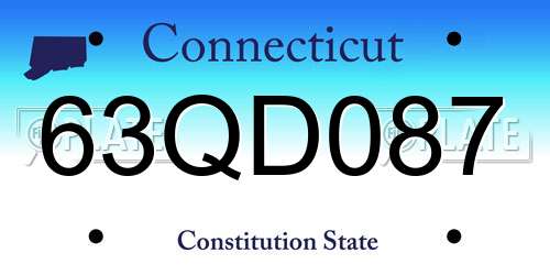 63QD087 Connecticut License Plate