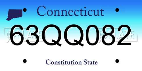 63QQ082 Connecticut License Plate