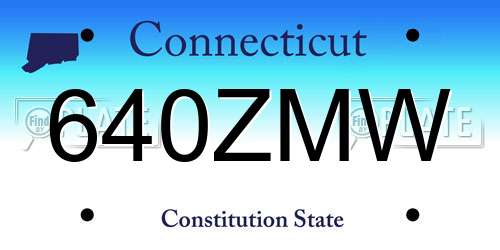 640ZMW Connecticut License Plate