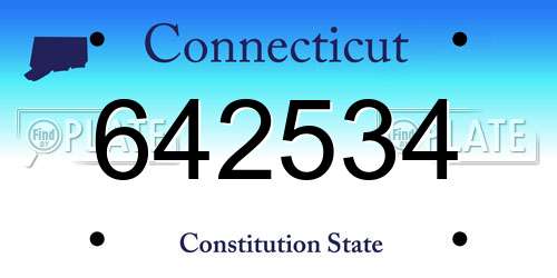 642534 Connecticut License Plate