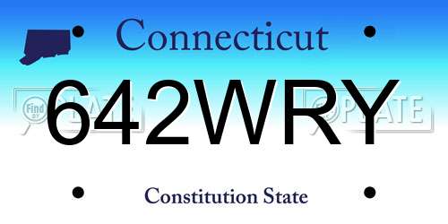 642WRY Connecticut License Plate