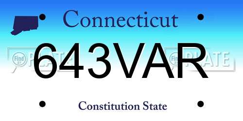 643VAR Connecticut License Plate