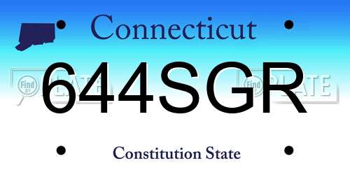 644SGR Connecticut License Plate