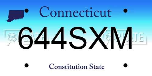 644SXM Connecticut License Plate