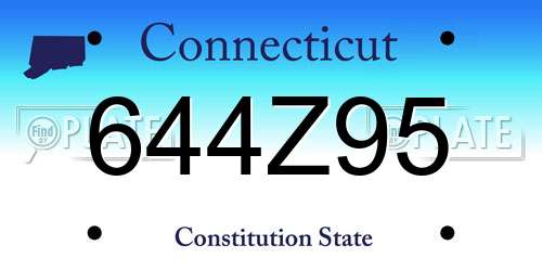 644Z95 Connecticut License Plate
