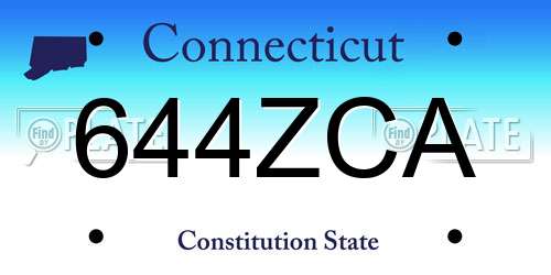 644ZCA Connecticut License Plate