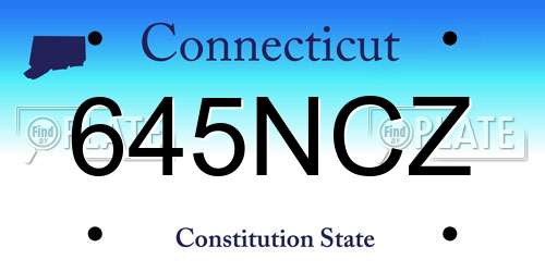 645NCZ Connecticut License Plate