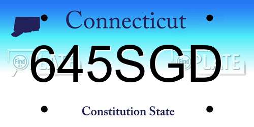 645SGD Connecticut License Plate