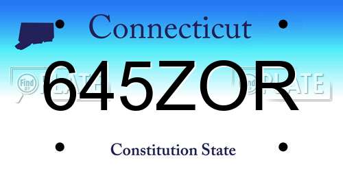 645ZOR Connecticut License Plate