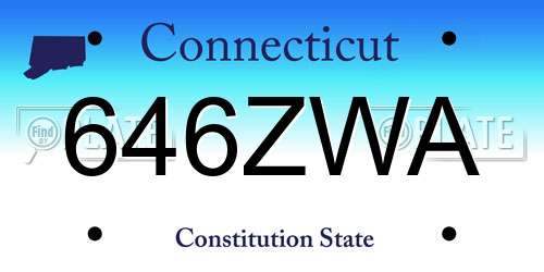 646ZWA Connecticut License Plate