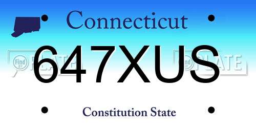 647XUS Connecticut License Plate
