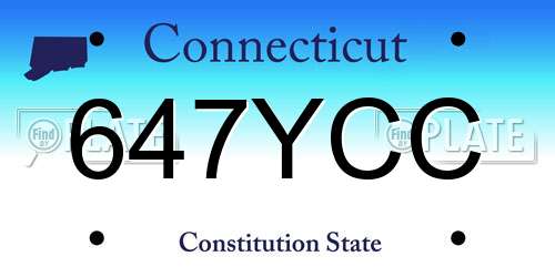 647YCC Connecticut License Plate