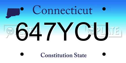 647YCU Connecticut License Plate