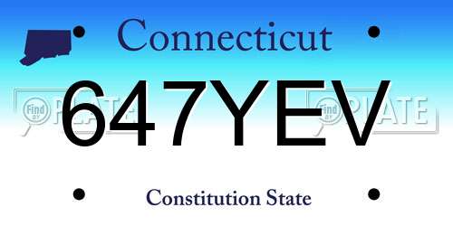 647YEV Connecticut License Plate