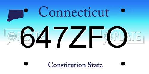 647ZFO Connecticut License Plate