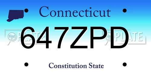 647ZPD Connecticut License Plate