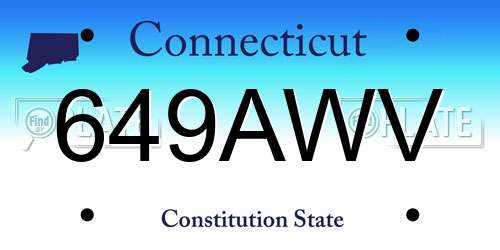 649AWV Connecticut License Plate