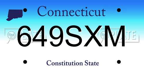 649SXM Connecticut License Plate