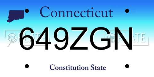 649ZGN Connecticut License Plate