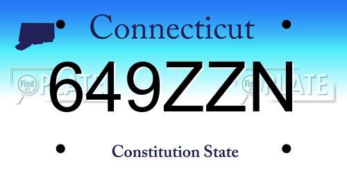 649ZZN Connecticut License Plate