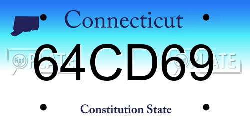 64CD69 Connecticut License Plate