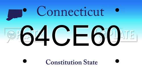 64CE60 Connecticut License Plate