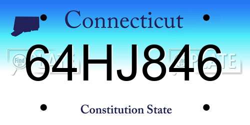 64HJ846 Connecticut License Plate