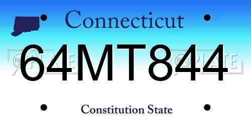 64MT844 Connecticut License Plate