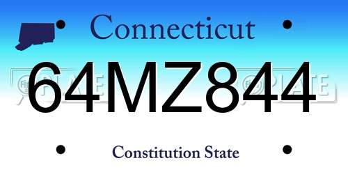 64MZ844 Connecticut License Plate