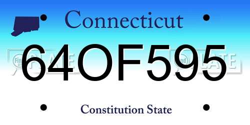 64OF595 Connecticut License Plate
